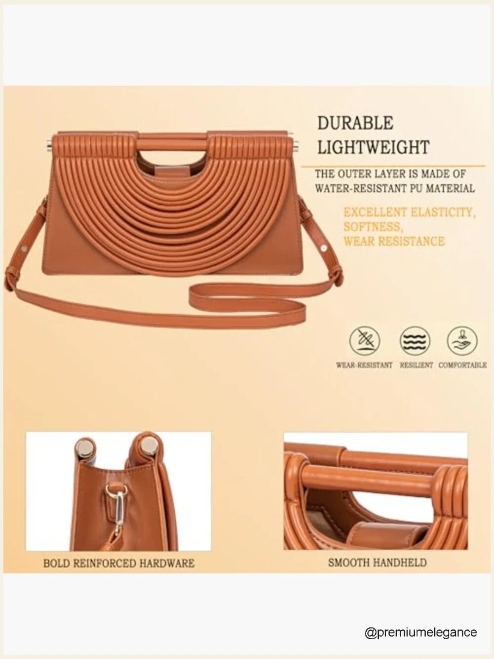 Woven PU Leather Satchel Crossbody Bag Top-Handle Half Round Evening Clutch